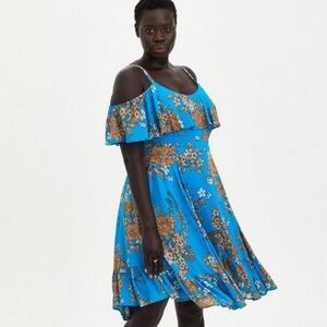 Torrid Mini Gauze Cold Shoulder Skater Dress